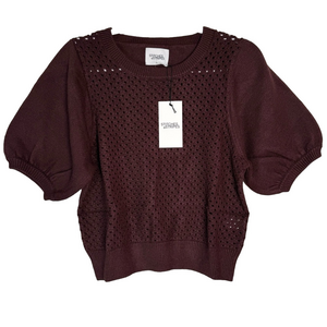 STITCHES + STRIPES Women’s Billie Short Sleeve knit Sweater Raisin Puff Sleeve